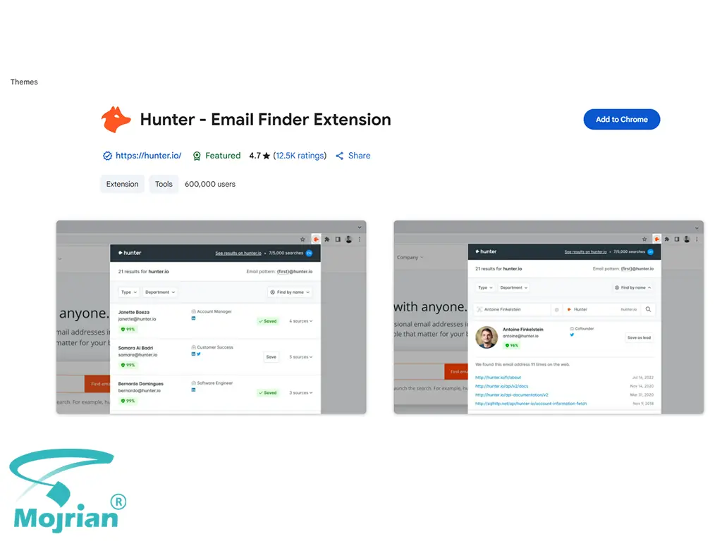 افزونه Hunter افزونه Hunter